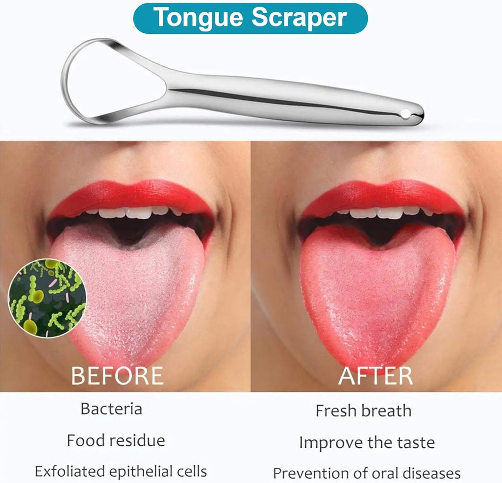 Travel Portable Tongue Scraper, Oral Hygiene Kit, Companion to Toothbrush, Compact & Hygienic Case Included